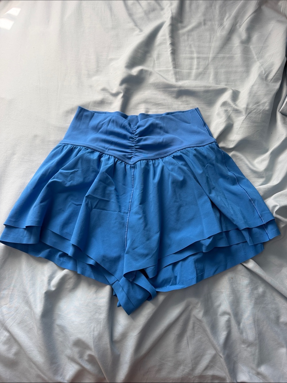 High-Waist Blue Layered Skort Shorts